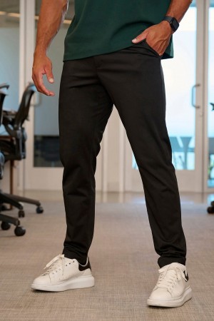 Men's YoungLA 626 Office Tech Pants Black | 548-JLGEQK