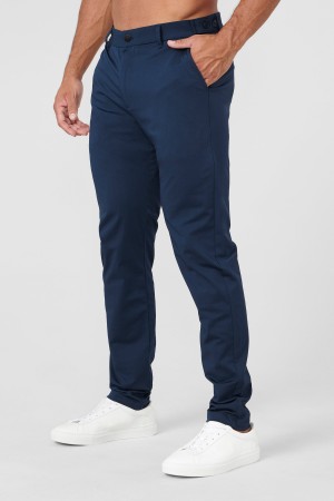 Men's YoungLA 626 Office Tech Pants Navy | 397-NHPTIM