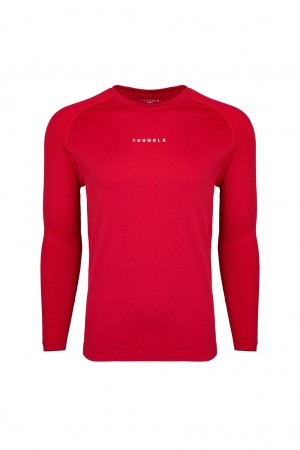 Men's YoungLA 823 New Gen Compression Longsleeves Shirts Red | 932-UOXCLD