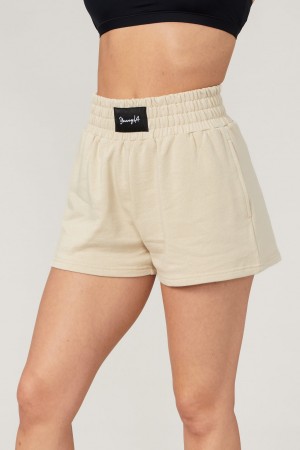 Women's YoungLA W105 - Strike Boxing Shorts Cream | 415-FLUKJA