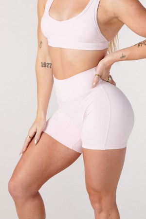 Women's YoungLA W112 Effortless biker Shorts Lilac Pink | 967-BRQUVZ