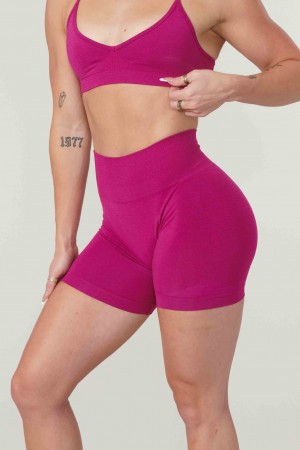 Women's YoungLA W120 - Core Seamless Shorts Fuchsia | 539-ADWMCG