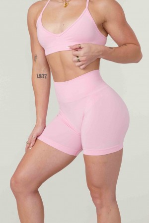 Women's YoungLA W120 - Core Seamless Shorts Pink | 812-VUSMAD