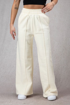 Women's YoungLA W201 Wide Leg Fleece Joggers White | 190-ASKILR