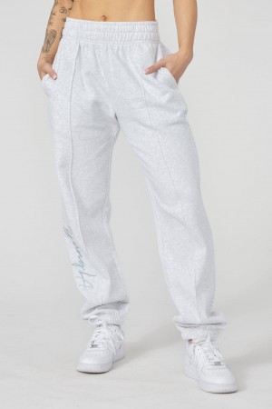 Women's YoungLA W202 Script 2.0 Joggers White | 275-DKVHSU