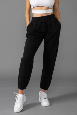 Women's YoungLA W202 - Script Joggers Black | 873-FEMNPC