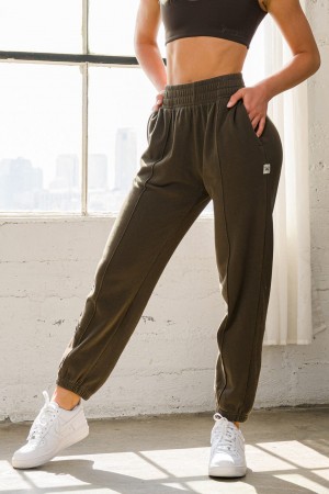 Women's YoungLA W202 - Script Joggers Brown | 469-QHMWIZ