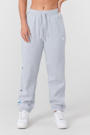 Women's YoungLA W203 Winter Bloom Joggers Grey | 956-VBKQPC