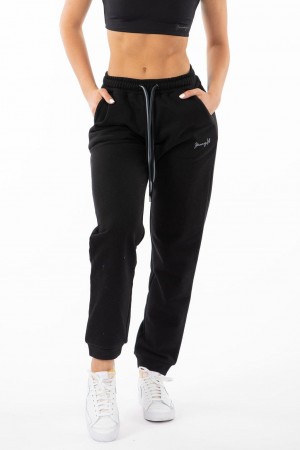 Women's YoungLA W207 Triple String Joggers Black | 251-RINYSH