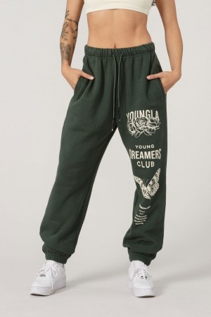 Women's YoungLA W211 Dreamer Joggers Green | 107-CHREWD