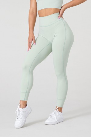 Women's YoungLA W212 Progress Leggings Green | 326-HPTSJM