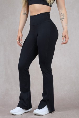 Women's YoungLA W213 - Asana Flare Leggings Black | 731-NYDAFW