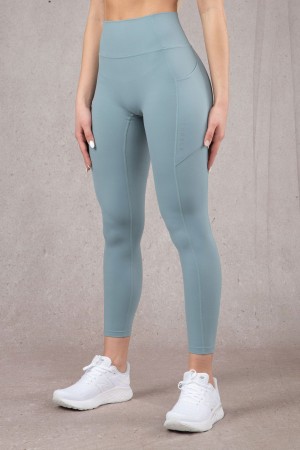 Women's YoungLA W214 Power Leggings Blue | 651-DOGHWR