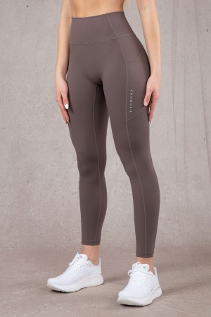 Women's YoungLA W214 Power Leggings Chocolate | 487-XGSZLF