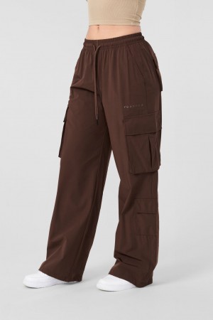 Women's YoungLA W219 Travel Cargo Joggers Brown | 460-NQJZEH