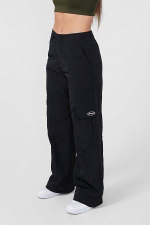 Women's YoungLA W222 Retro Cargo Joggers Black | 641-LFHRCT