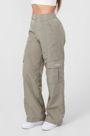 Women's YoungLA W222 Retro Cargo Joggers Grey | 315-KHZIDB