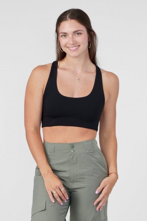 Women's YoungLA W306 OG Racerback 2.0 Bras Black | 043-TEXYDR