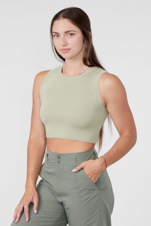 Women's YoungLA W317 Knit Tanks Green | 023-OHZCMW