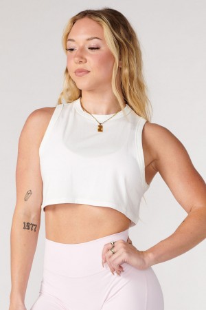 Women's YoungLA W321 Cloud Modal Tanks White | 503-VUSBYQ