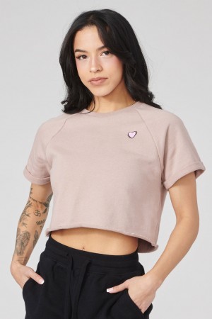 Women's YoungLA W411 Raglan Cropped Tops Pink | 043-QKTVSG