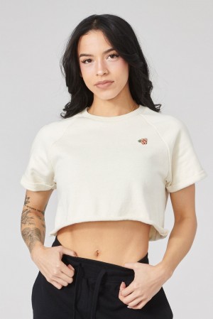 Women's YoungLA W411 Raglan Cropped Tops Camel | 270-FDUTAG