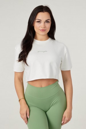 Women's YoungLA W426 - Not So Basic Cropped Tops White | 172-WZUAJD