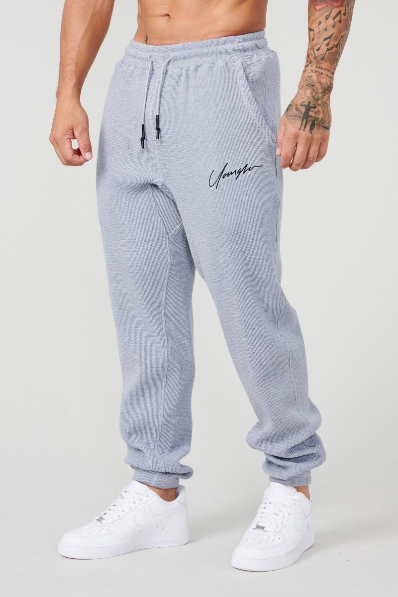 Men\'s YoungLA 207 Cozy Thermal Jogger Grey | 412-TRYBUJ