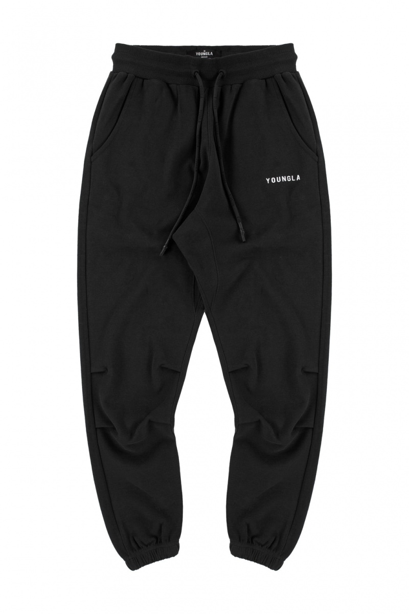 Men\'s YoungLA 210 Kick-Back Jogger Black | 187-ZALPVQ