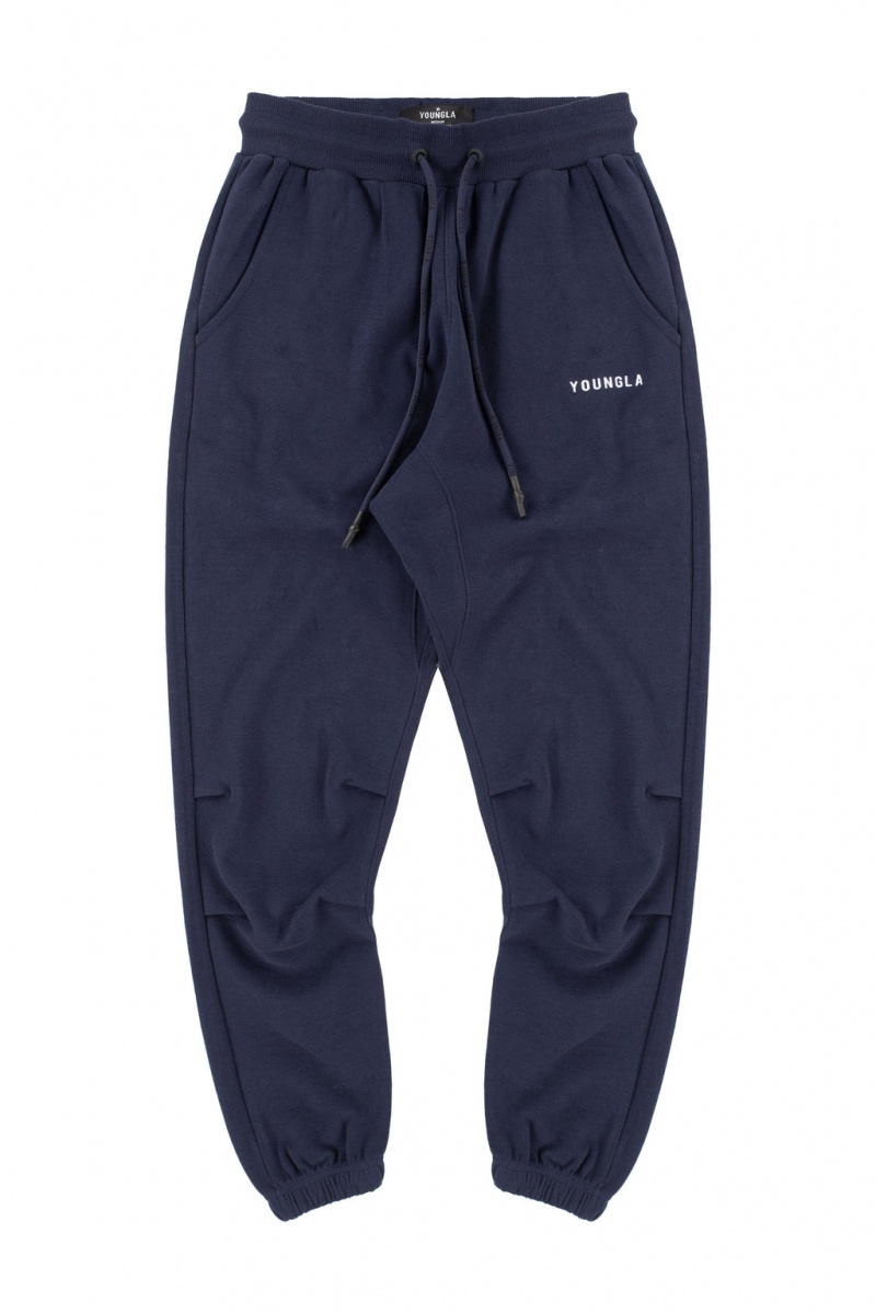 Men\'s YoungLA 210 Kick-Back Jogger Navy | 452-XRMAHY