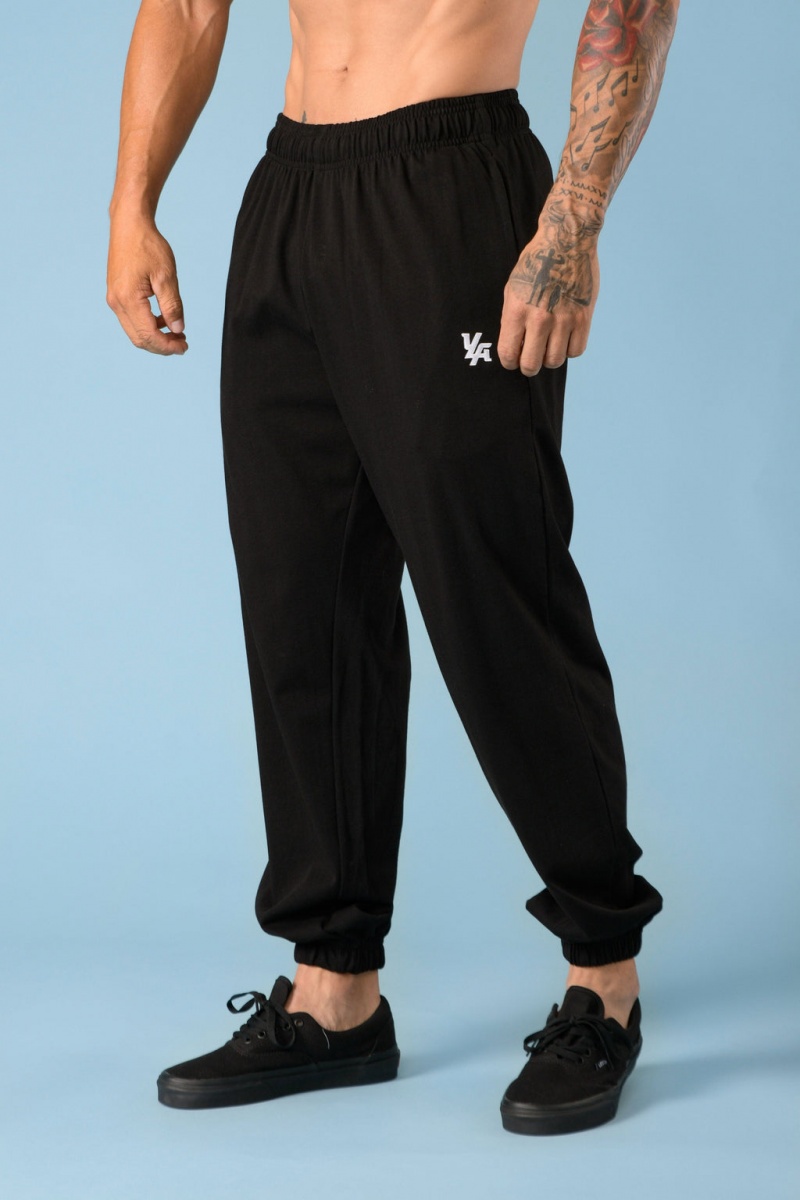 Men\'s YoungLA 231 Pump Cover Jogger Black | 649-NDJRVY