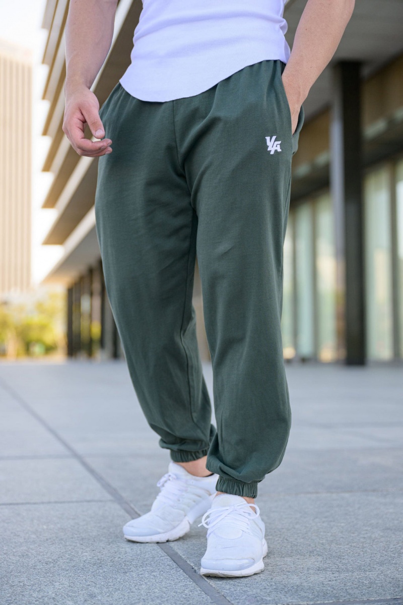 Men\'s YoungLA 231 Pump Cover Jogger Green | 705-HNRTPM