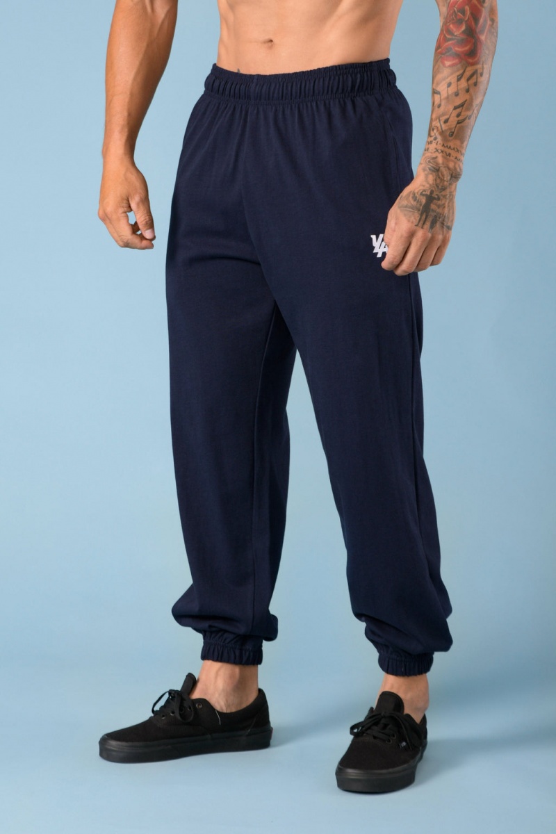 Men\'s YoungLA 231 Pump Cover Jogger Navy | 187-TIFACW