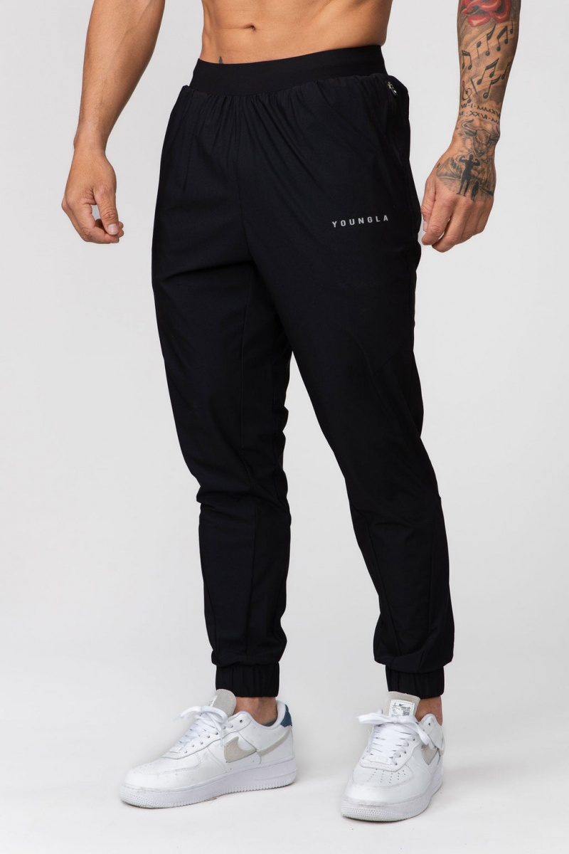 Men\'s YoungLA 237 Nylon Training Jogger Black | 684-ABZXNU