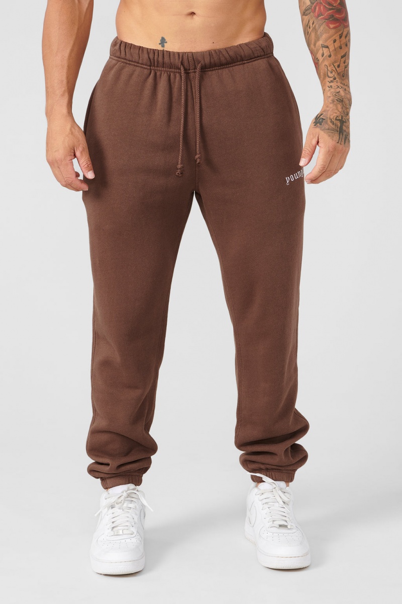 Men\'s YoungLA 239 Earthy Collection - Jogger Chocolate | 856-MQNCGV