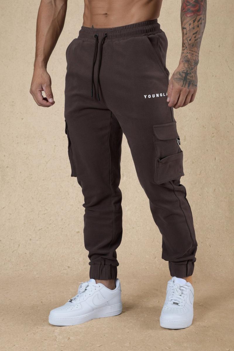 Men\'s YoungLA 240 Cloud Rambo Jogger Chocolate | 043-PJRQSN