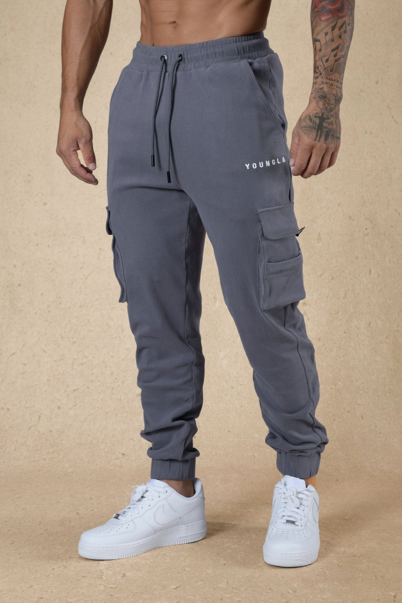 Men\'s YoungLA 240 Cloud Rambo Jogger Dark Grey | 395-SULZOT