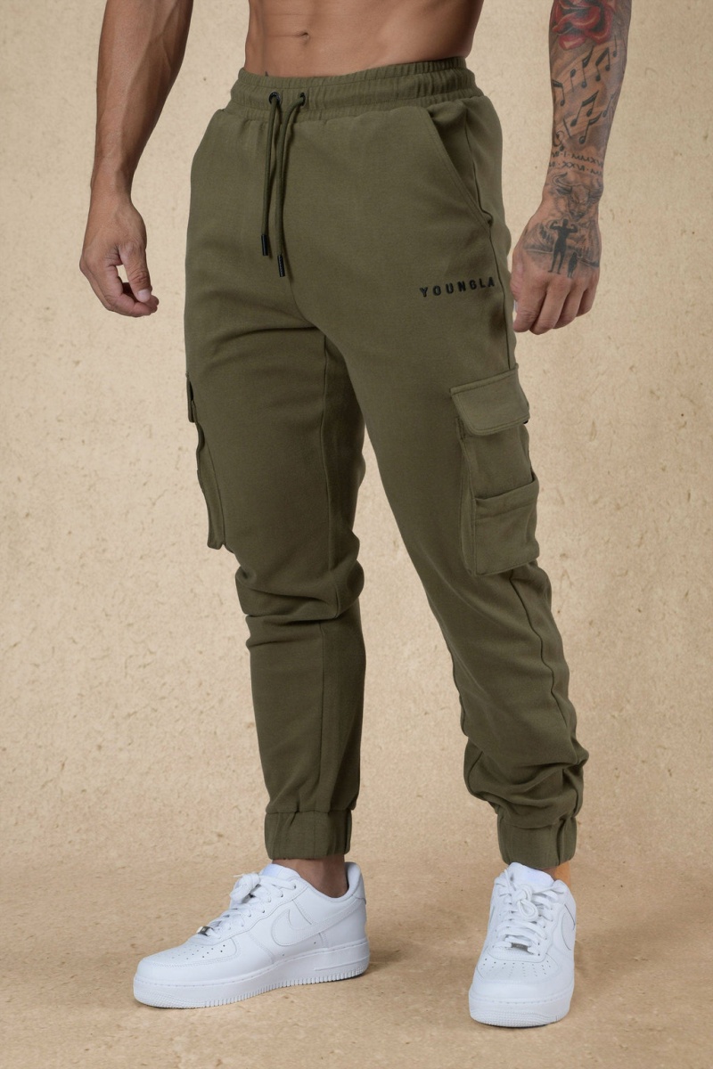 Men\'s YoungLA 240 Cloud Rambo Jogger Olive | 462-OKTGXW