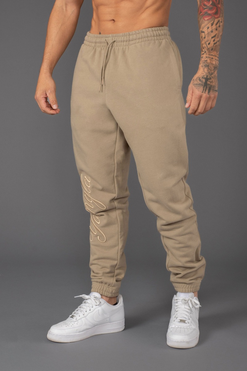 Men\'s YoungLA 245 Autograph Jogger Khaki | 910-KWOJMF