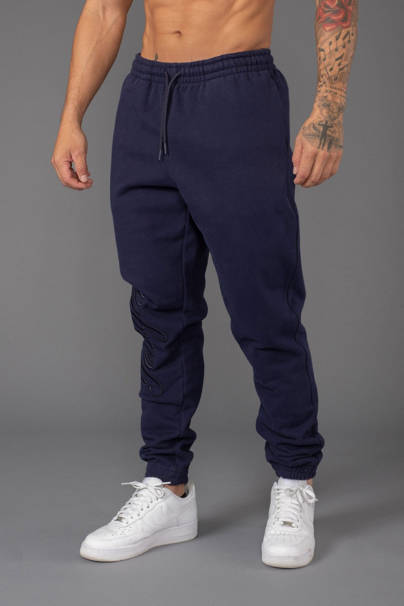 Men\'s YoungLA 245 Autograph Jogger Navy | 415-IZLMXO