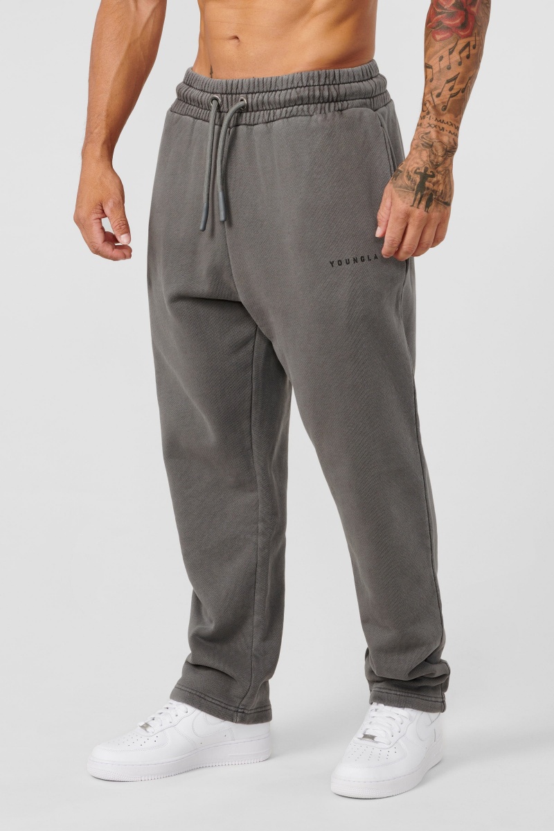 Men\'s YoungLA 261 Old School No Cuff Jogger Grey | 603-ERJZVG