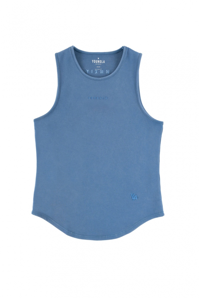 Men\'s YoungLA 301 EXCELLENCE Tanks Blue | 516-FKAWIY