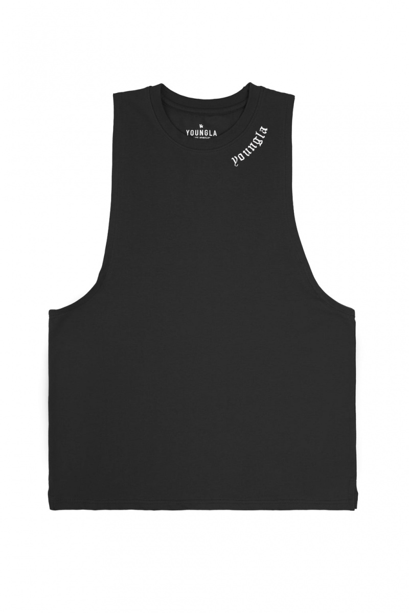 Men\'s YoungLA 303 Old English Tanks Black | 197-GZIPDH