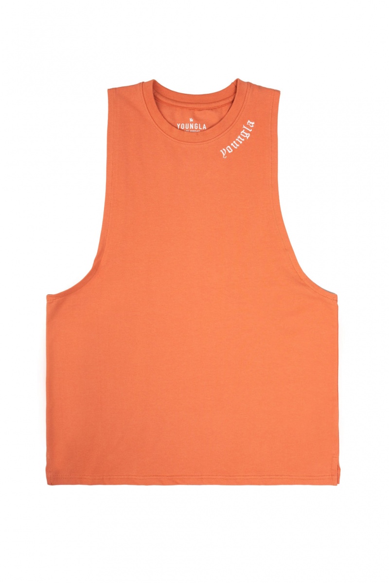 Men\'s YoungLA 303 Old English Tanks Orange | 278-JARBLZ