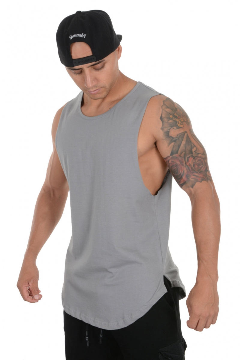 Men\'s YoungLA 308 Muscle Tanks Grey | 086-LUYABW