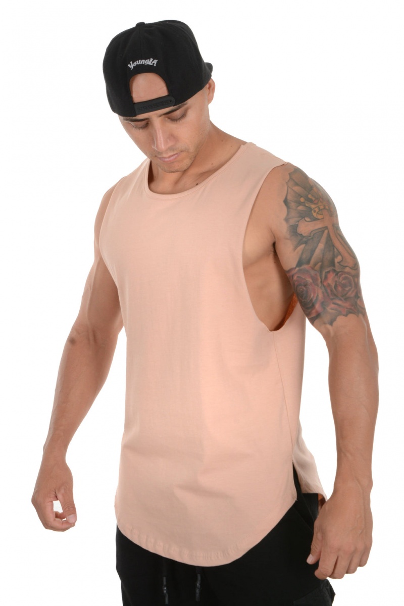 Men\'s YoungLA 308 Muscle Tanks Pink | 635-TSCMEQ