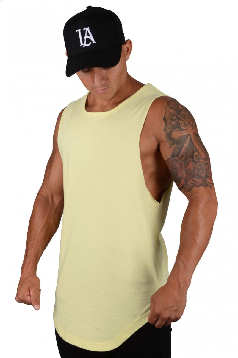 Men\'s YoungLA 308 Muscle Tanks Yellow | 865-DRIPSU