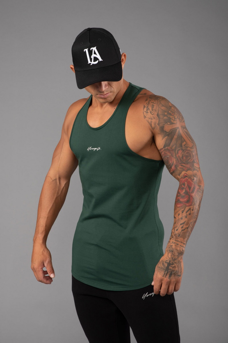 Men\'s YoungLA 309 Signature Tanks Green | 648-PXEVGF