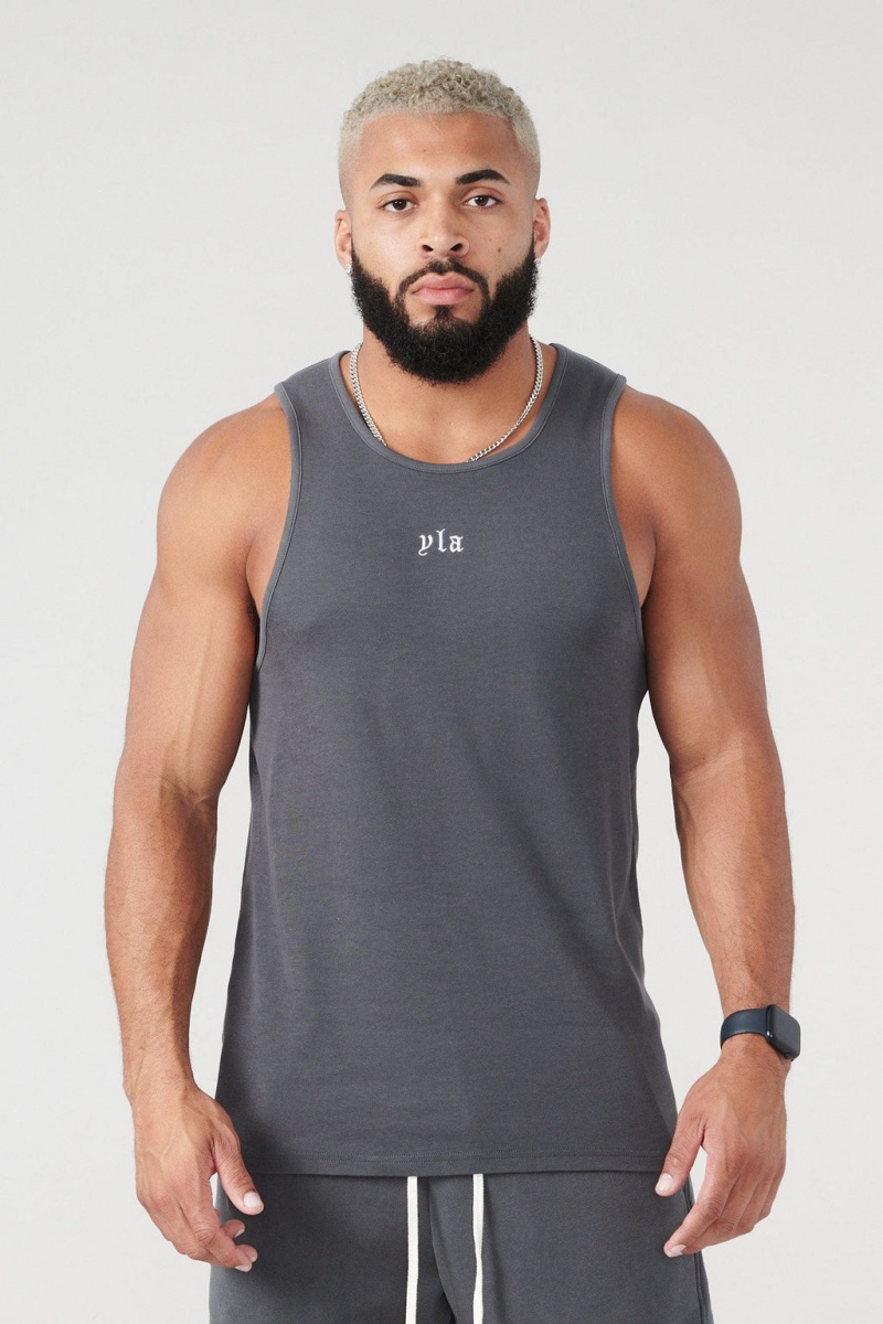 Men\'s YoungLA 310 San Diego Tanks Grey | 439-GOLMXY