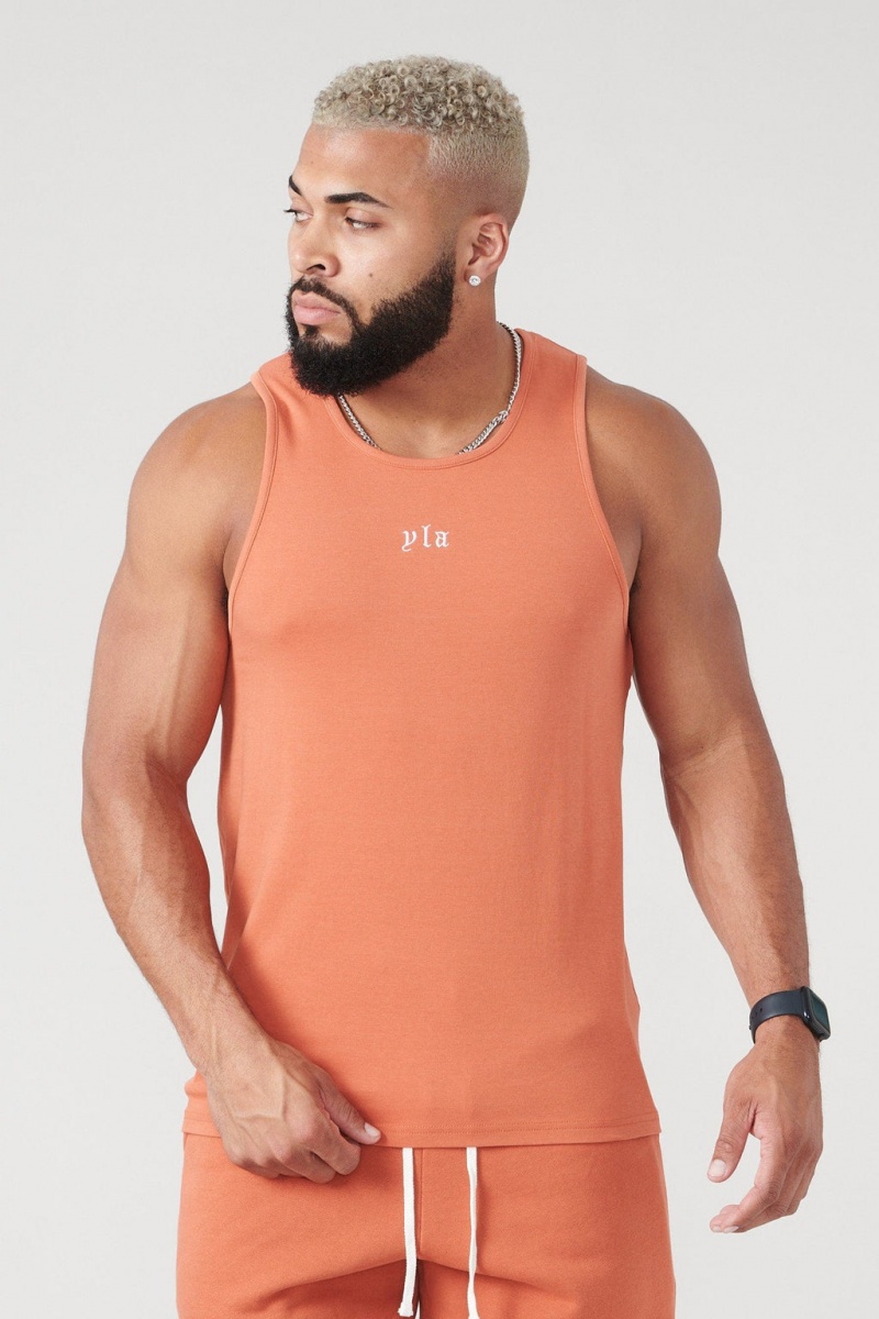 Men\'s YoungLA 310 San Diego Tanks Orange | 271-KOMWEA